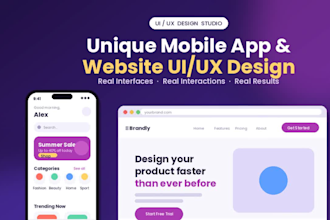 design a unique mobile app UI UX design, and website UI UX design