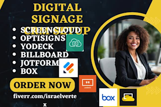 setup digital signage crm optisigns screencloud yodeck billboard jotform box