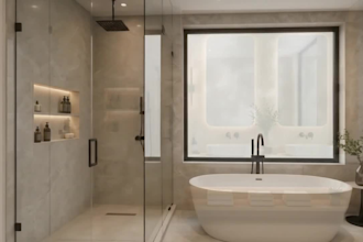 do custom 3d bathroom design and remodeling with master bathroom and render