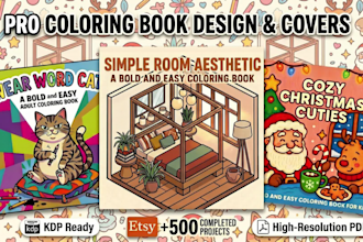 create coloring book pages and book cover for amazon KDP