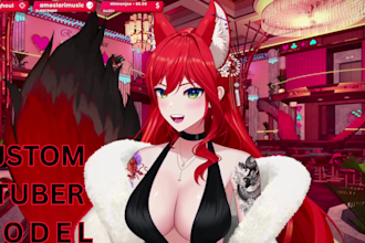 create custom 2d 3d vtuber model with full rigging streaming setup,vrm