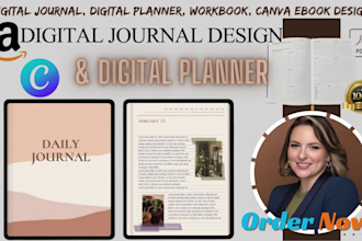 digital journal design, workbook, printable, editable journal, digital planner