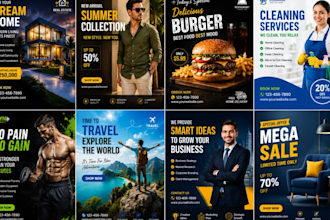 design professional social media posts, ads, banners and creative post design