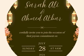 create custom digital invites, posters for weddings, birthdays, and businesses