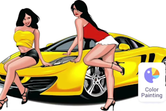 sketch, color your illustration, line art, comic or character