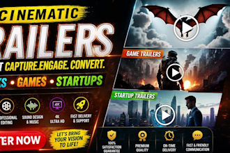 create a cinematic book, game, and movie style trailer