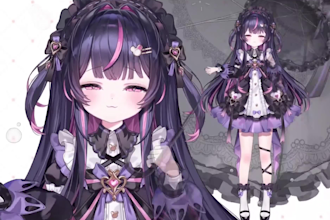 design 2d vtuber model, anime 2d vtuber model, 2d vtuber commission, 2d vtuber