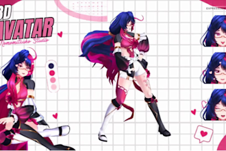 create custom 3d character vrchat, 3d vtuber vroid and blend