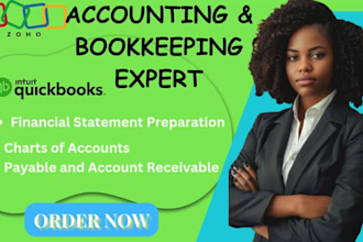 build zoho books, bookkeeping on quickbook, financial report, and analysis