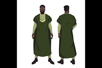 create a professional 2d character turnaround