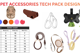 do dog harness, pet collar and pet accessories tech pack