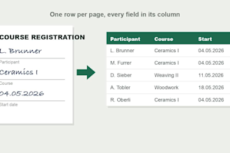 convert handwritten documents, forms and surveys to excel