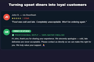manage and reply to your doordash and ubereats restaurant reviews