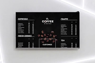 design boba tea, cafe and coffee shop digital menu board for tv screens