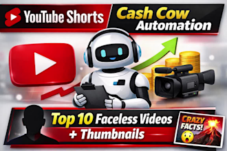 create youtube shorts automation, top 10 cash cow faceless videos and thumbnail