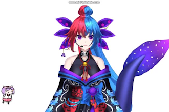 design anime style live 2d pngtuber character