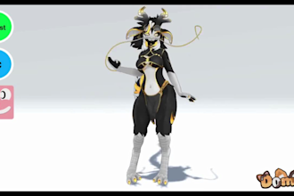 create furry vrchat avatar 3d fursona vtuber model  with quest pc compatible