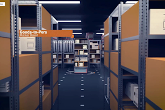 create 3d warehouse automation, robotics and logistics animation explainer