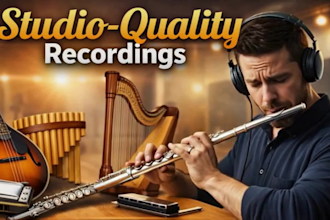 record captivating harmonica, mandolin, harp, panflute, flute, oboe for you