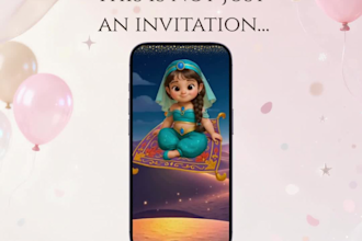 create a talking mascot video invitation for kids