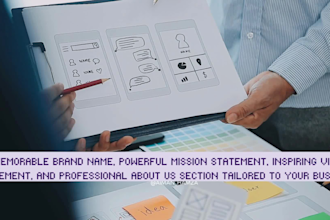 create a unique business name, mission vision and about us