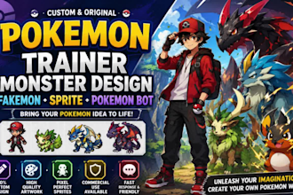 create a professional pokemon trainer monster design fakemon sprite