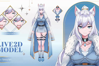 design custom live2d vtuber, twitch vtuber stream overlay and background