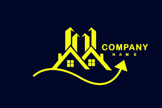 design a modern real estate house logo with growth icon