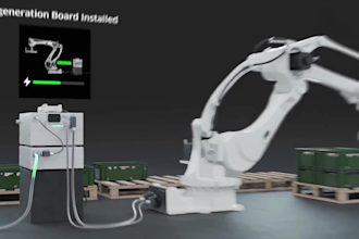 create 3d industrial animation robotic palletizing arm and factory automation