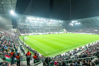 create football stadium led ads and pitch side ribbon board animation