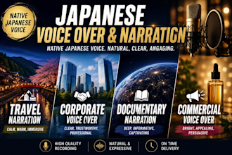 record a warm japanese female voiceover for your project