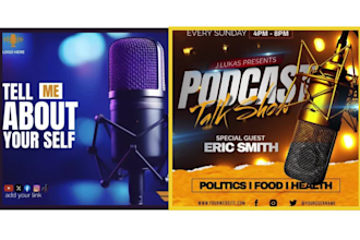 design podcast cover art, youtube banner and album cover