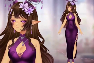 design your vtuber model character reference sheet for live2d 3d rigging