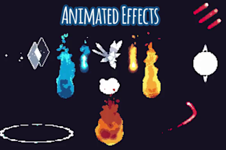 create pixel art vfx, spell effects, attack animation   spritesheet game assets