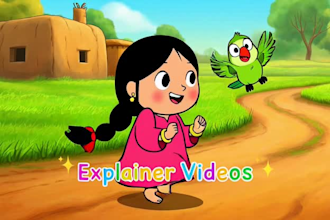 create creative kids 2d animation video