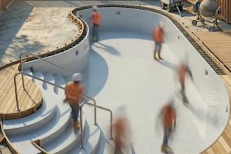 create realistic swimming pool construction timelapse videos