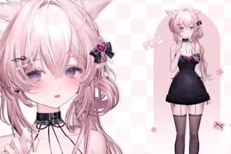 draw, rig male and female vtuber model, 2d vtuber, 3d vtuber, streamer avatar