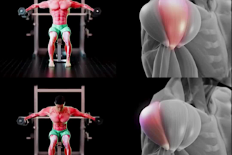 create 3d workout animation video, fitness animation, anatomy animation