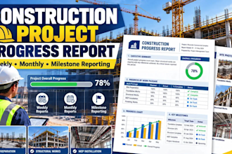 create construction project progress reports and presentations