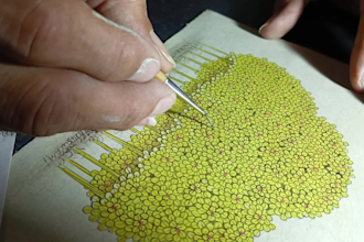 create a handmade miniature tree painting with fine details