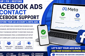 set up facebook ads and contact face book support to restore your ads meta ads
