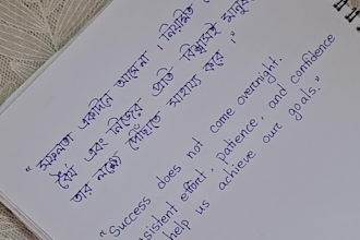 write your text in neat bangla and english handwriting