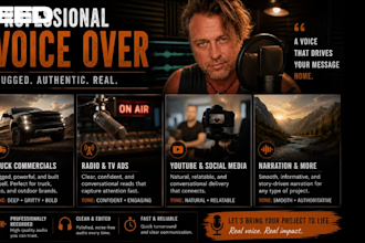record a rugged cinematic male voice over