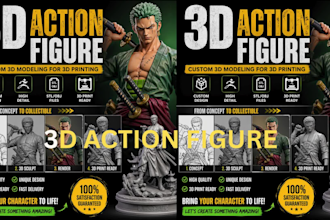 design custom 3d action figure toy model collectible character for 3d printing