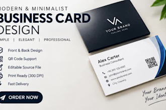 design professional business card, visiting card and double sided card