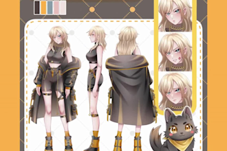 create stunning anime vtuber oc character design and premium refs for you