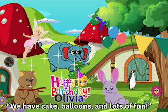 kids personalized birthday animation video