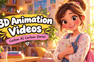 create 3d pixar ai animation video, cartoon and 3d cartoon story movie style