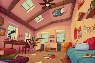 draw detailed 2d background for animation, game, vtube, etc