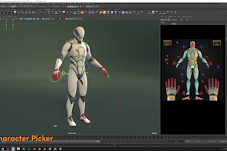 rig and animation 3d character in maya, blender for unreal or unity